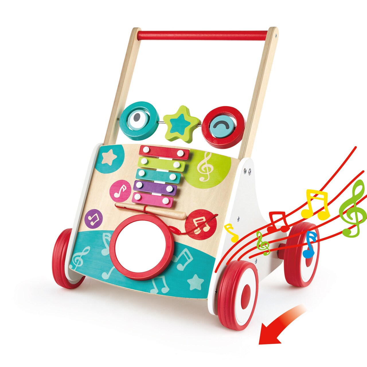 Hape My First Musical Walker Wooden Push & Pull Learning Toy for Baby & Toddler